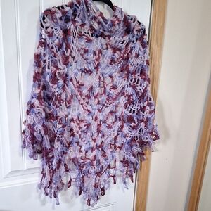 Elegant Purple and Red Crochet Wrap